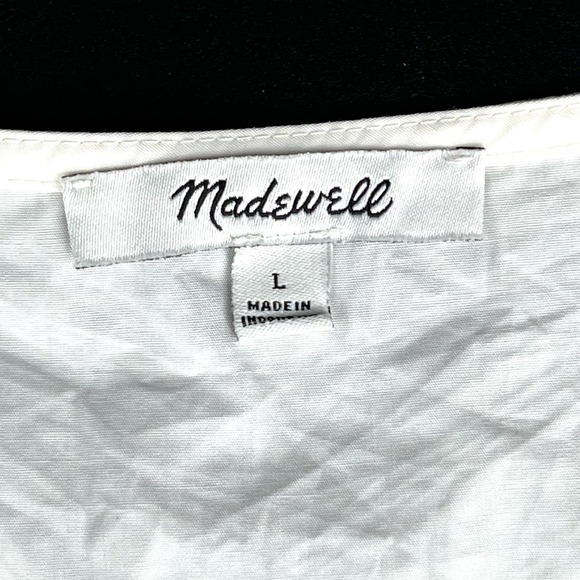 Madewell Button Front Short Sleeve Tiered Mini Dress White Size Large - Picture 3 of 9